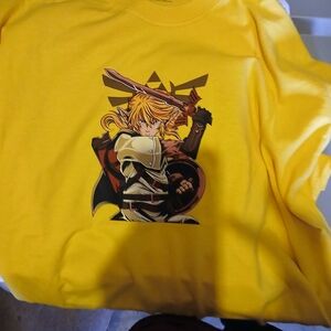 Yellow Graphic T-Shirt with Anime Character